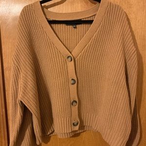 Eloquii Plus Size Brown Croppee Sweater Cardigan